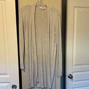 LOFT Women's Light Gray Long Cardigan